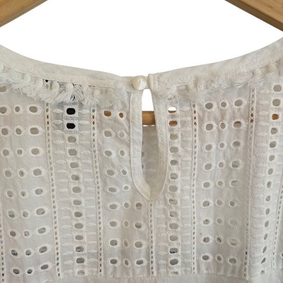 J Crew - Blue and White Striped Eyelet Top - Picture 6 of 11